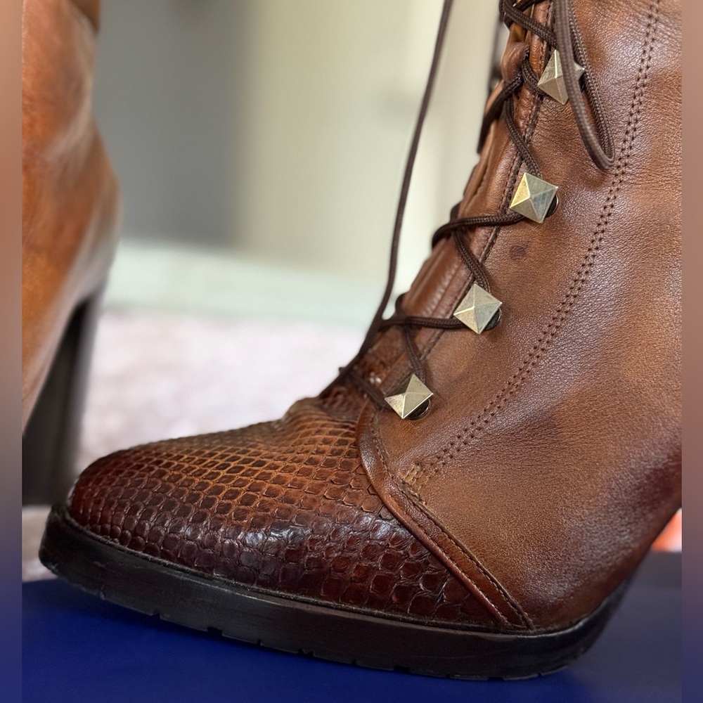 Franco Cuadra, Brown Python Cut Boots. - image 3